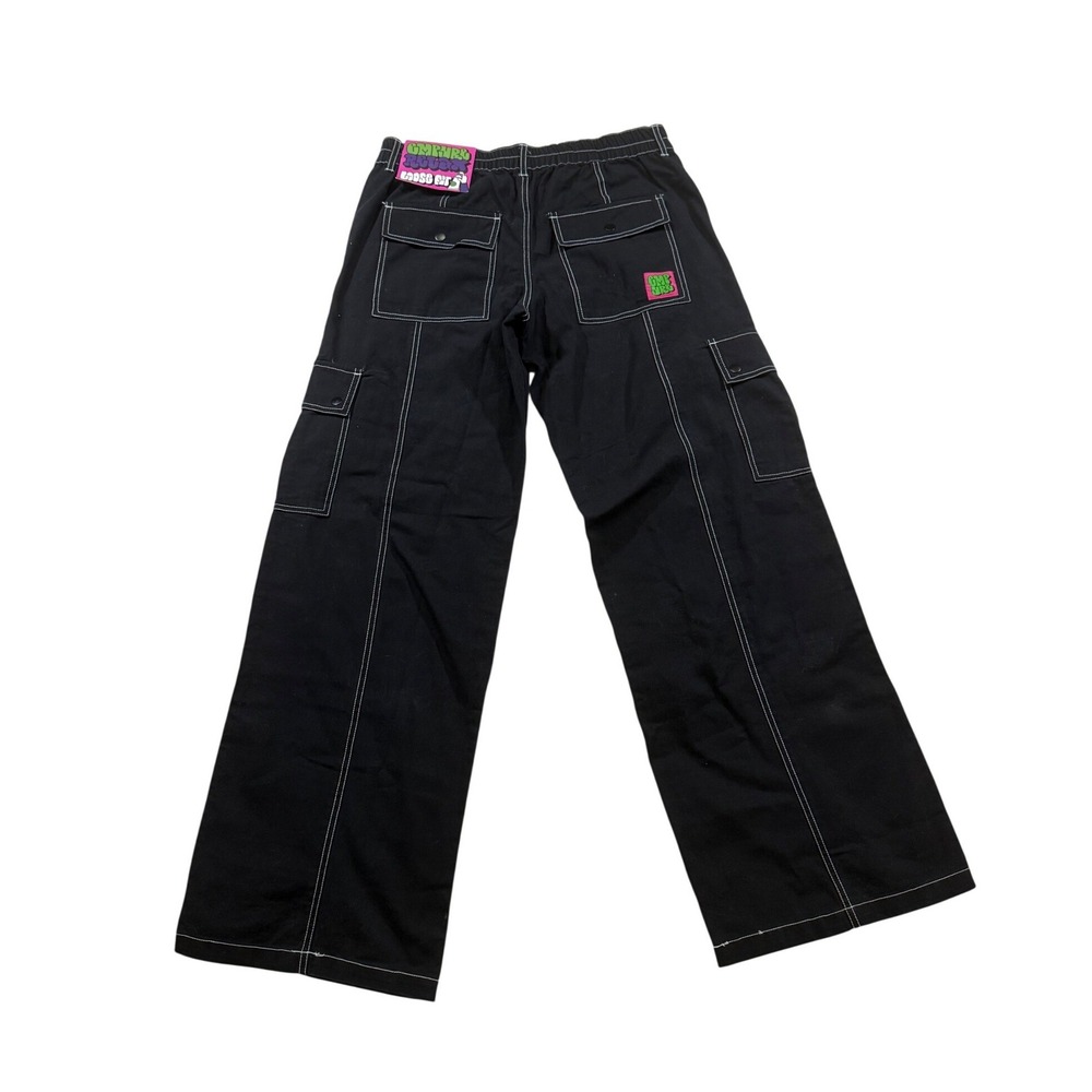Empyre Cargo Baggy Pants Black Contrast Stitch Skate Streetwear Retro Grunge L